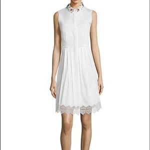 Ellie Tahari Embellished Collar Poplin dress